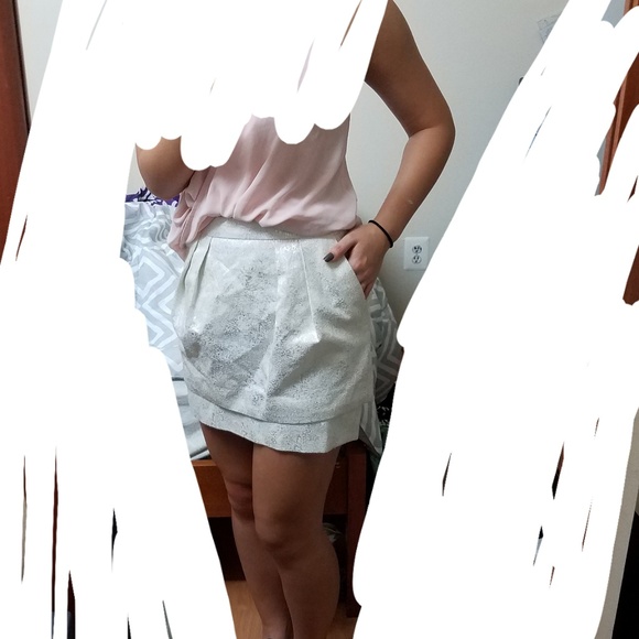 Zara XS formal silver shimmery metallic skirt - Picture 8 of 8